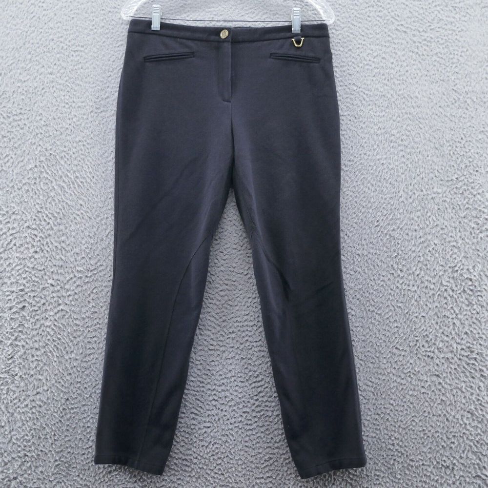 Talbots Womens Dalton Slim Ankle Riding Pants 8 Petite Black Equestrian Mid Rise